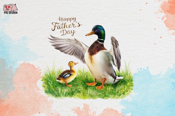 Celebrate Dad with Whimsical Duck Clipart PNG Graphics