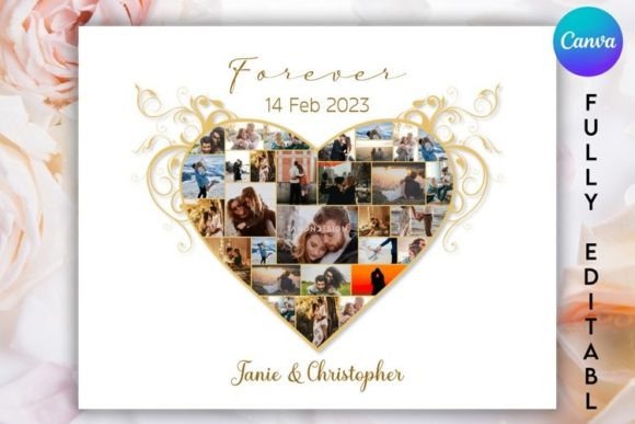 Crafting Timeless Memories with the Editable Heart Photo Collage #01