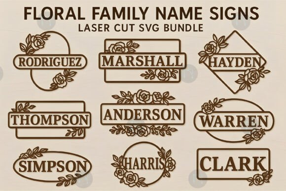 Create Custom Home Decor with Floral Name Signs Laser Cut SVG Bundle