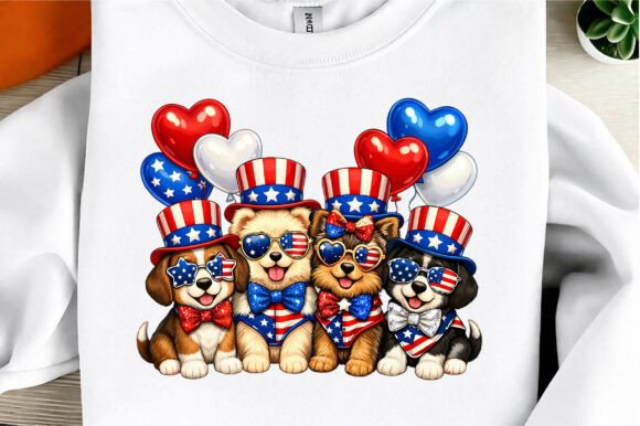 Cute Patriotic Dogs Patchwork PNG: A Design Asset for Every Occasion