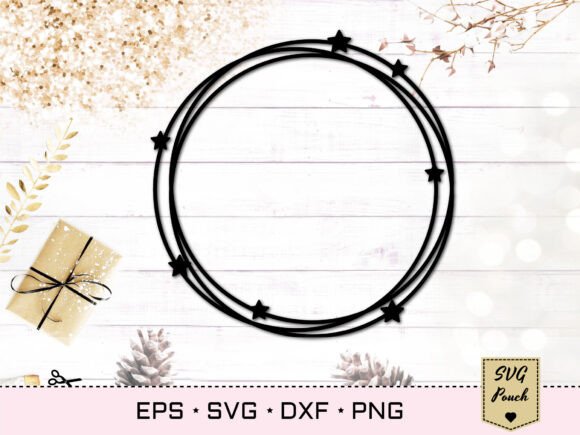 Designing with Celestial Elegance: The Circle Monogram Frame Svg with Stars