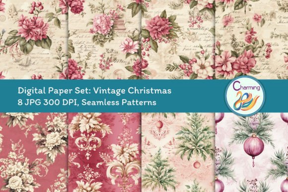 Digital Papers Set: Vintage Christmas: Classic Patterns for Modern Creators